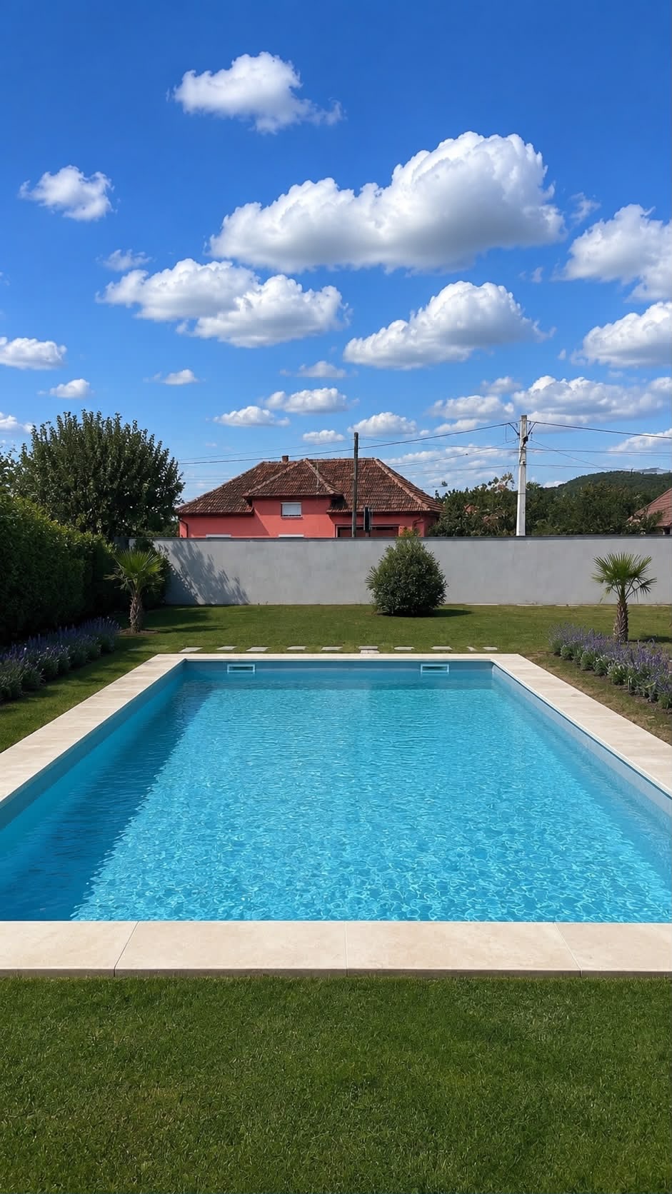 Piscină finalizată cu gazon